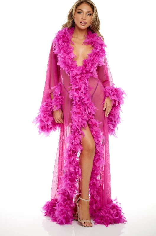 Super Sale Long Robe Marabou Trim