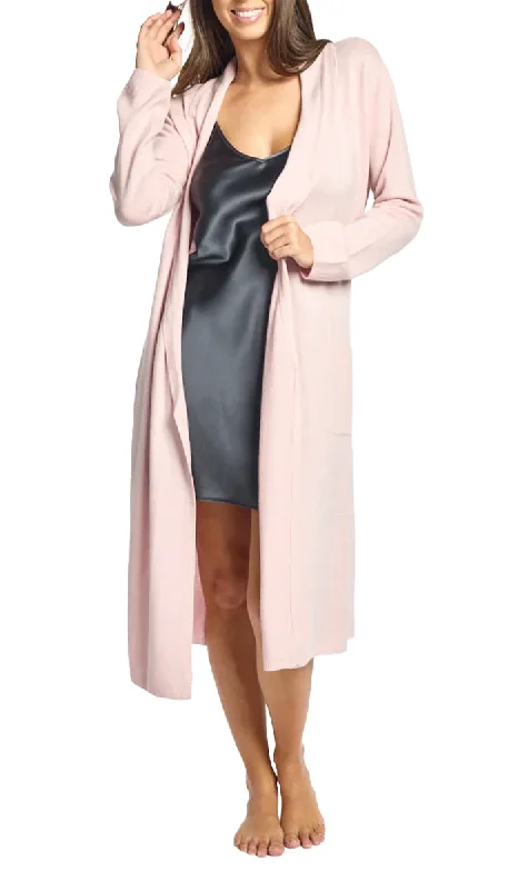 Love & Lustre 100% Cashmere Robe with Long Sleeve in Blush