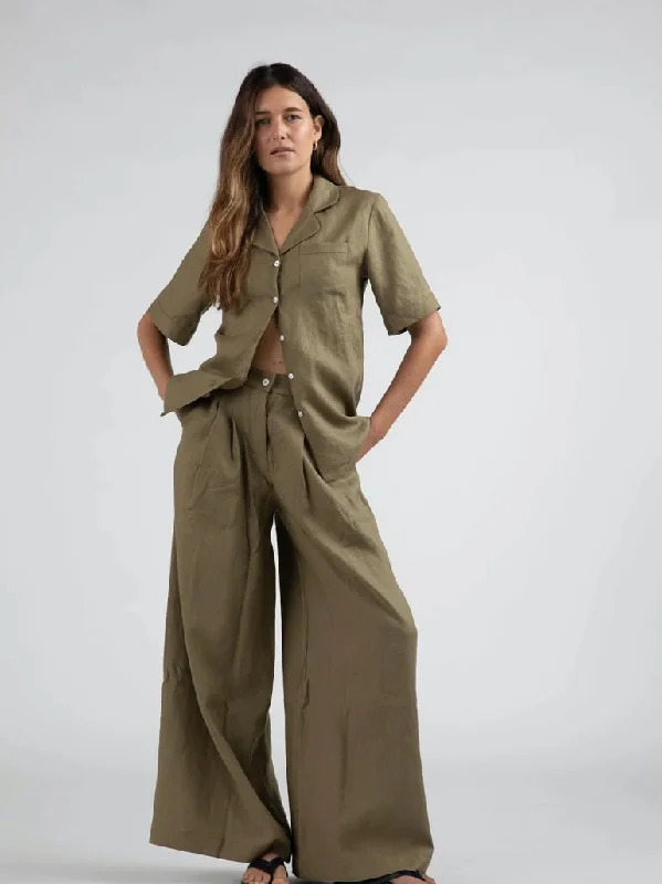 Super Discount MAISON ESSENTIELE~  2 pc pajama set Core linen short sleeve top