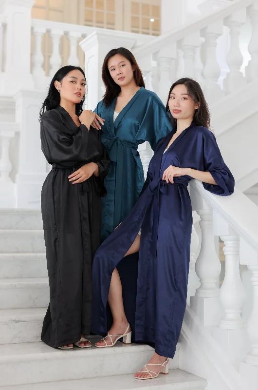 Maxi Silk Robe (Navy)