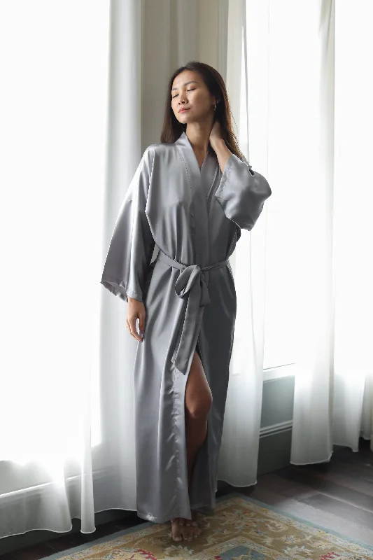 Maxi Silk Robe (Silver)