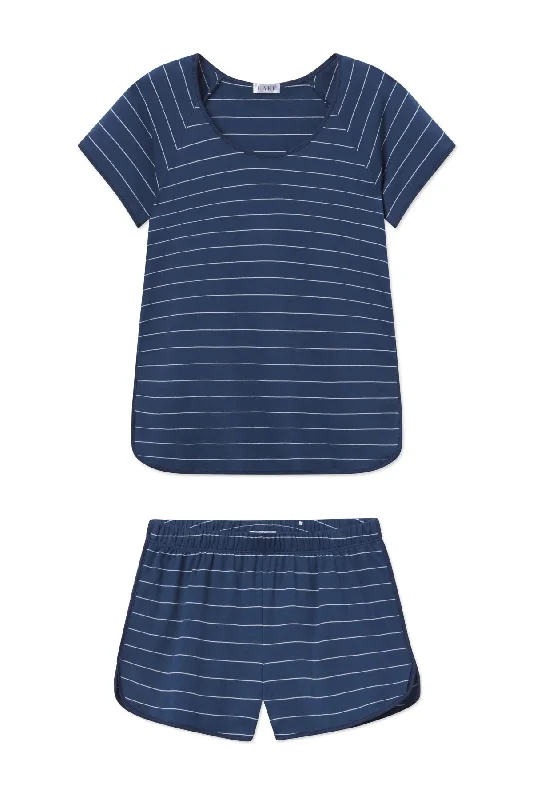 Pima Shorts Set in Navy Boating Stripe