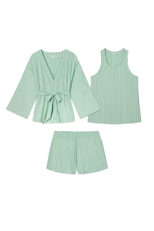 Weekend Deals to Make You Happy DreamModal Kimono Shorts Bundle in Parisian Green Vertical Stripe