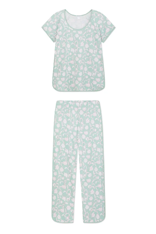 Early Bird Pima Short-Long Set in Parisian Green Vine Floral