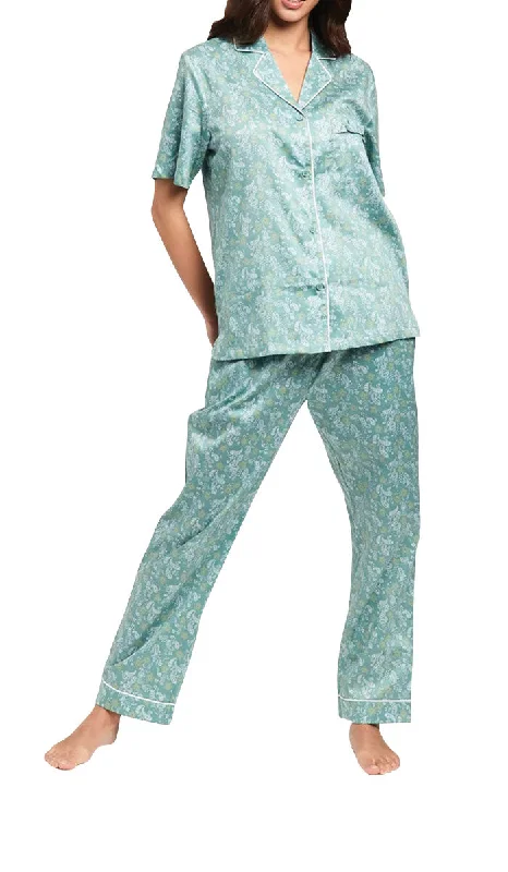 Flash Sale Project REM 100% Cotton Pyjama with Short Sleeve Top & Long Pant in Paisley Star