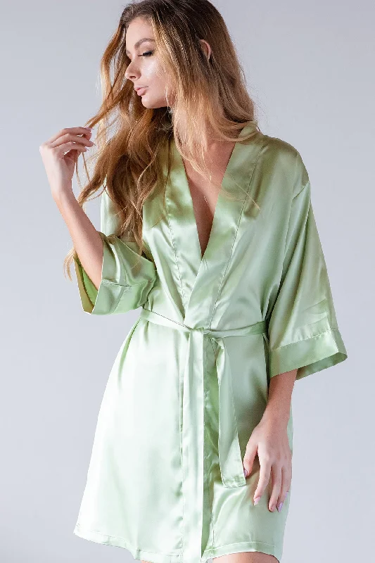 While Supplies Last Sage Satin Bridesmaid Robe