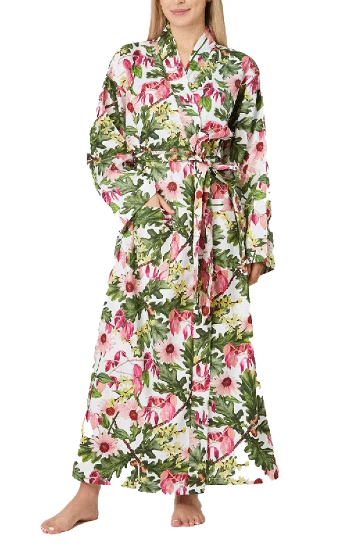 Hurry Up Sanctuary Studio 100% Cotton Sateen Long Sleeve Robe Botanic Print