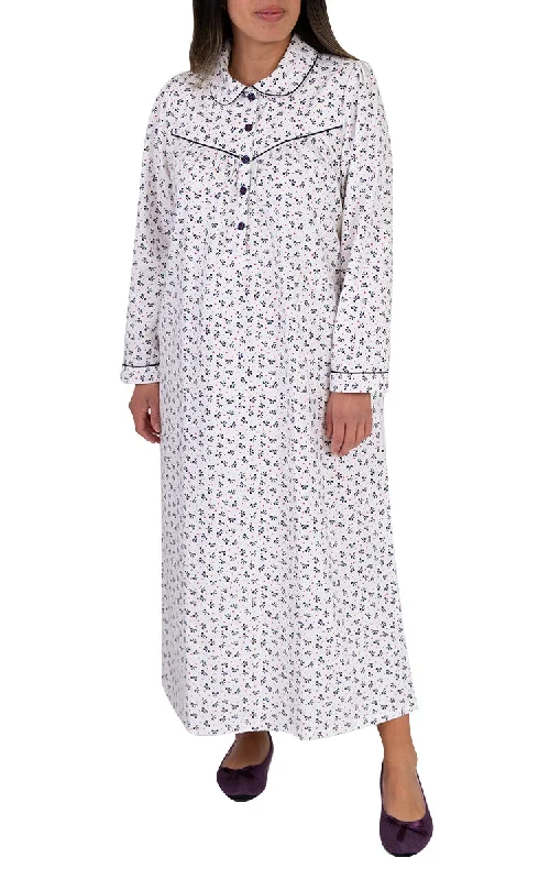 Instant Savings Schrank 100% Cotton Flannelette Nightgown With Collar In Ivory SK612B