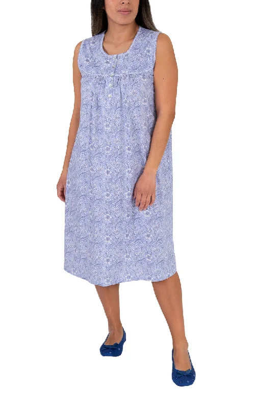Pay Less Schrank 100% Cotton Nightgown Sleeveless in Blue Indi SK418I