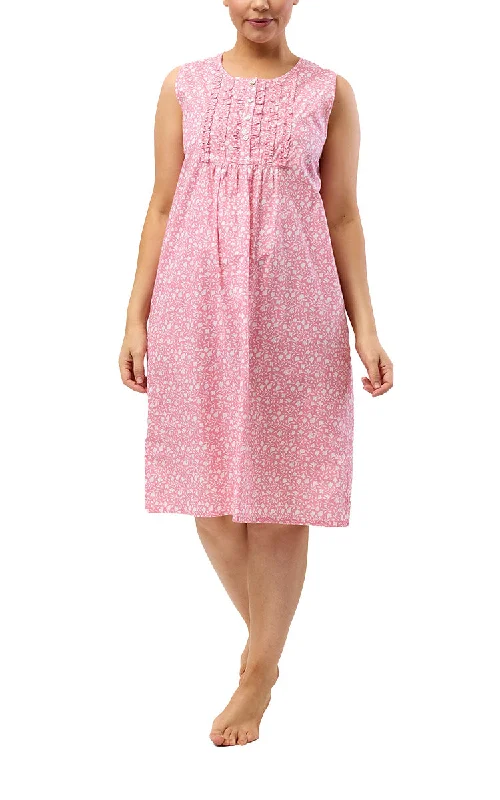 Savings Event Schrank 100% Cotton Nightgown Sleeveless in Coral Leaf Print SK807L