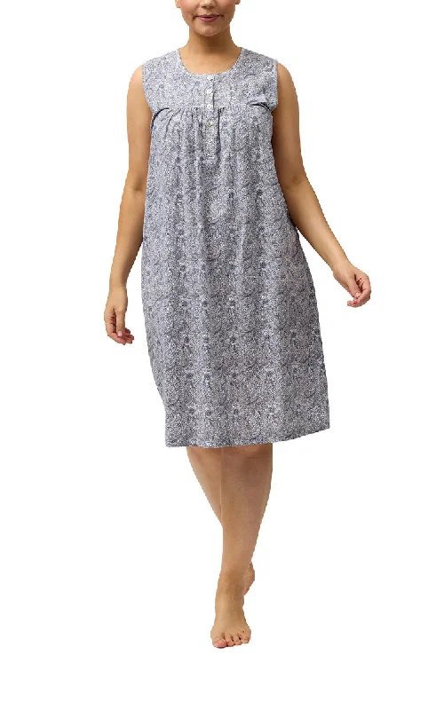 Take Action Schrank 100% Cotton Nightgown Sleeveless in Mocha Floral Indi SK418I