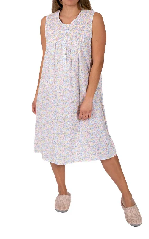 The Best Deal Schrank 100% Cotton Nightgown Sleeveless in Pink Floral Ava SK420