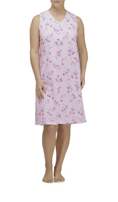 Today Only Schrank 100% Cotton Nightgown Sleeveless in Pink Floral Bianca SK299