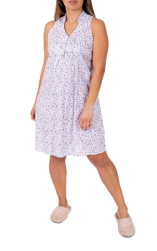 One-Day Only Schrank 100% Cotton Nightgown Sleeveless in Blue Floral SK283