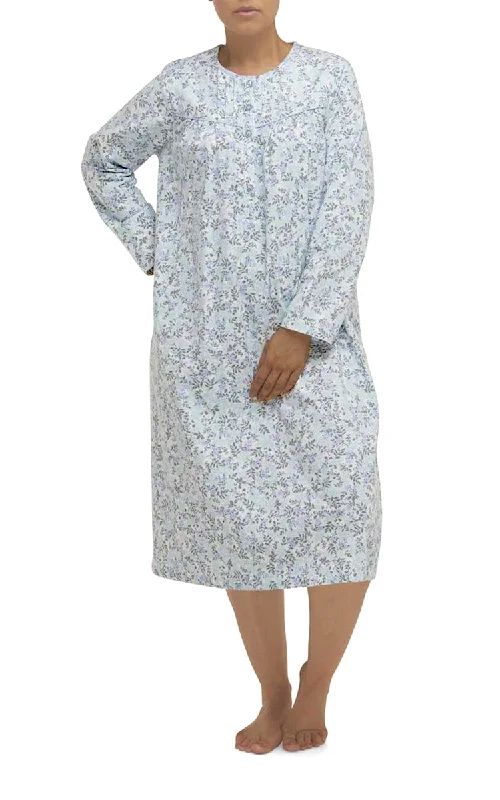 Great Bargain Schrank 100% Cotton Flannelette Nightgown in Blue Floral Print Brooke SK602B