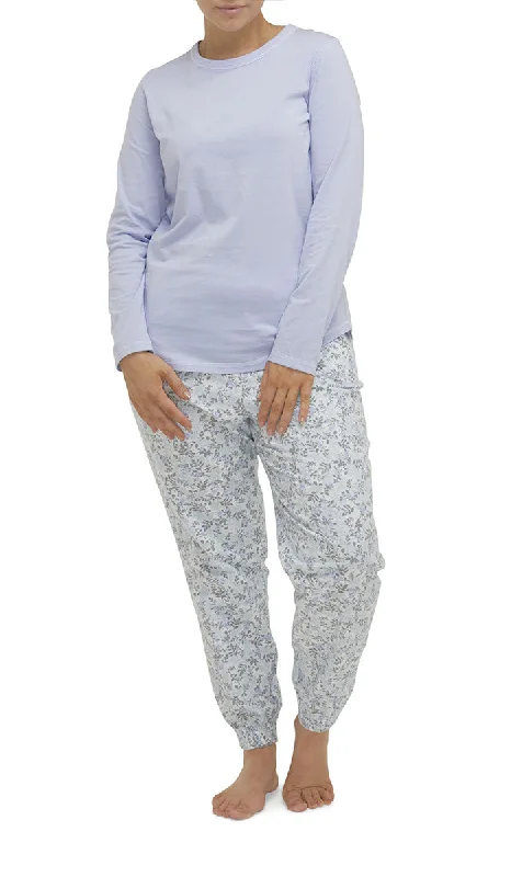 Stock Up Schrank 100% Cotton Flannelette Pyjama with Long Sleeve in Lavender Floral Brooke SK501B