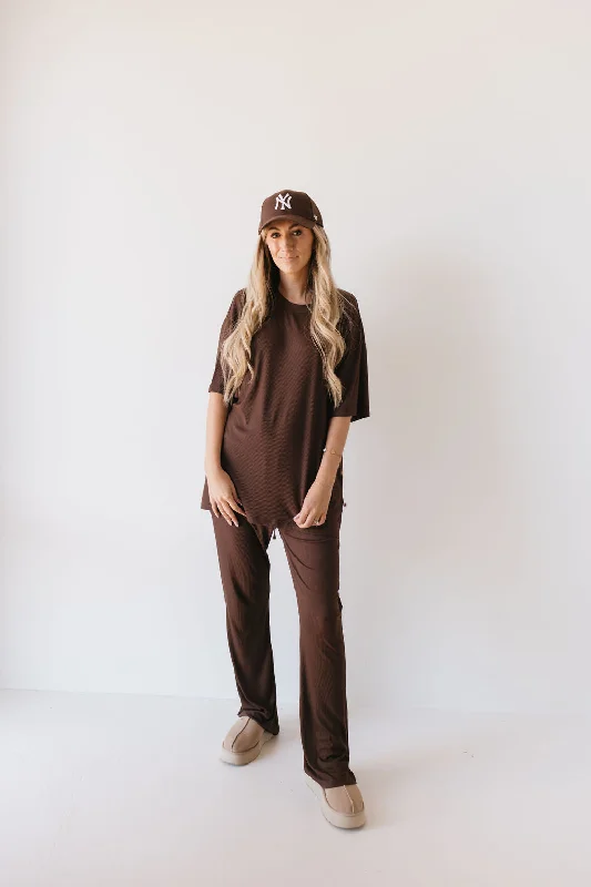 Deep Savings Short Sleeve Bamboo Women's Lounge Set | Coffee Bean