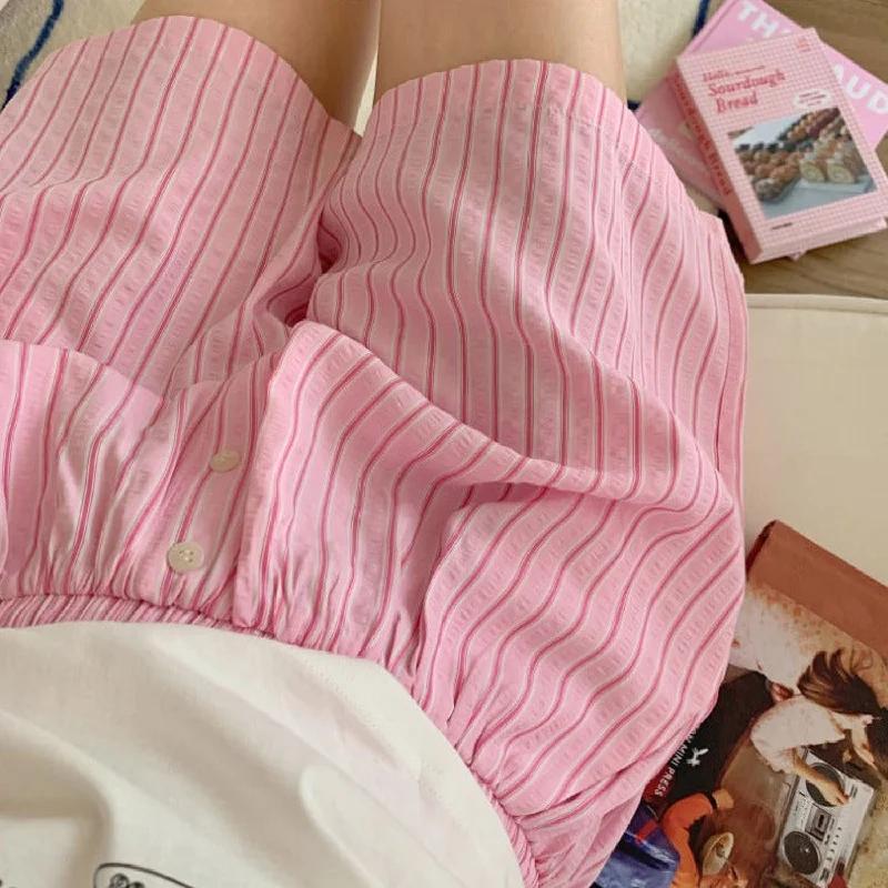 Deal Alert Candy Stripe Shorts Lounge Bottoms / Pink