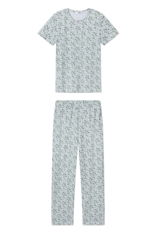 Limited Supply Pima Crew Short-Long Set in Topiary Garden Floral