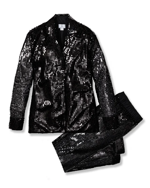 Massive Savings Women's Pajama Set in Black Sequins