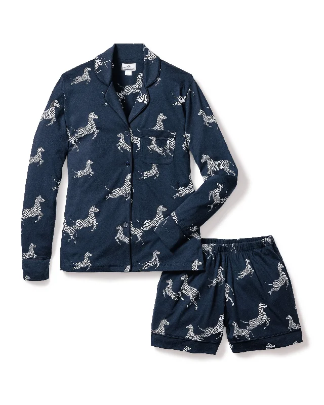 Instant Deal Women's Pima Long Sleeve Short Set in Zèbre de Nuit