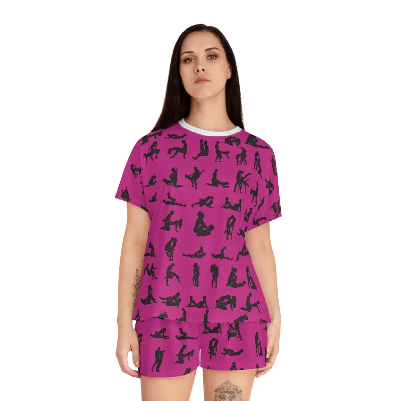 Weekend Deals to Make You Smile Women's Short Pajama Set featuring a kamasutra print