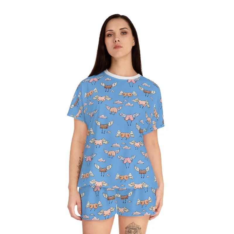 Unbeatable Deal Women's Short Pajama Set with Flying Birds: The Perfect Blend of Comfort and Humor
