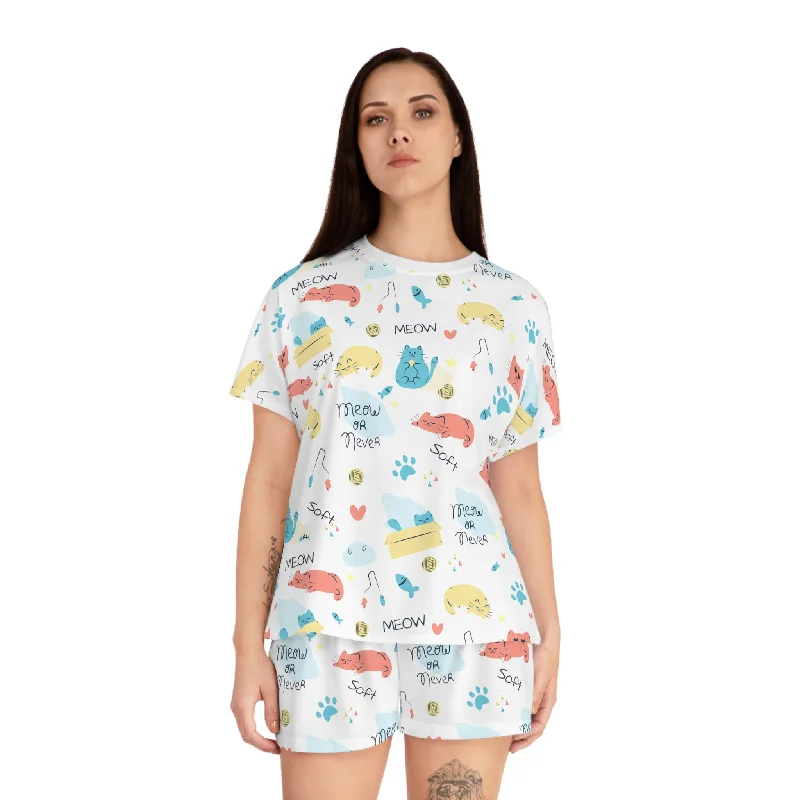 Weekend Special Women's Short Pajama Set  with a cool cat print