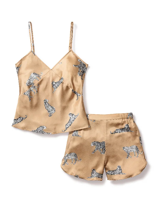Weekend Deals That Dazzle Women's Silk Cami Short Set in Panthère Champagne