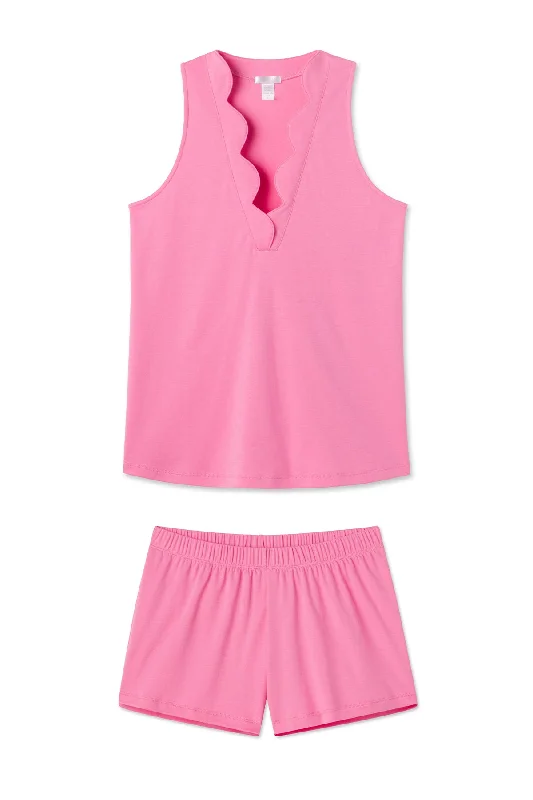 Make Your Weekend Count with Savings Pima Scallop Shorts Set in Zinnia