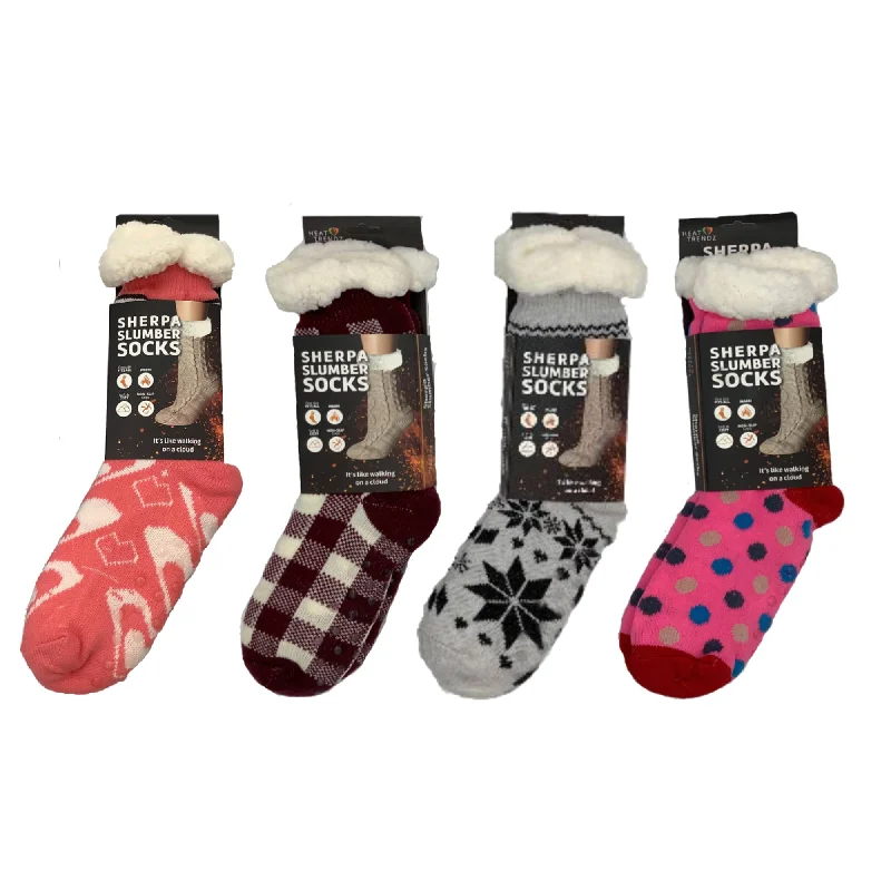 One-Day Only 2 Pack Assorted Women's Thick Knit Fuzzy Sherpa Lined Soft Slipper Socks Non Slip Skid Warm