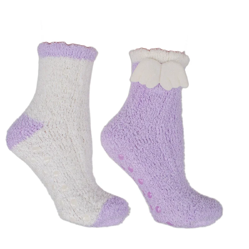 2 Pairs Chenille Socks with 3D Accent, Infused with Lavender