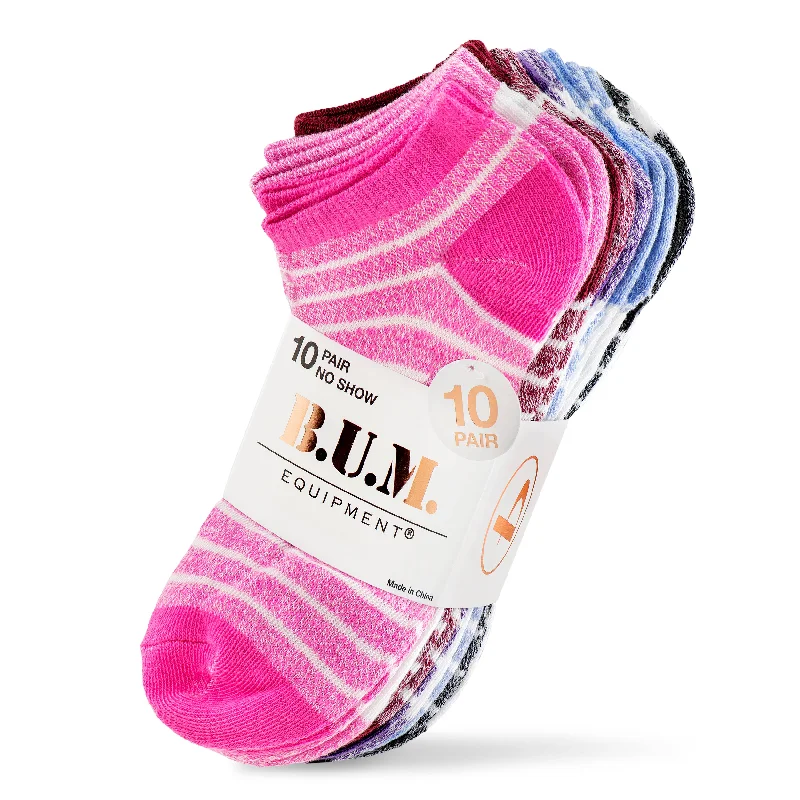 Weekend Savings Bonanza 20 Pairs B.U.M. Women's Fashion Marled No Show/Low cut Fun Socks Value Pack