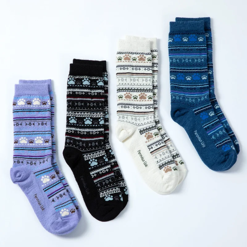 Weekend Savings Spectacular Paw Print Alpaca Crew Socks