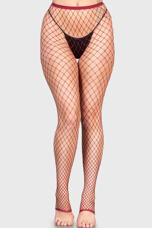 Weekend Savings Spree All Caught Up Fishnet Leggings [BURGUNDY]