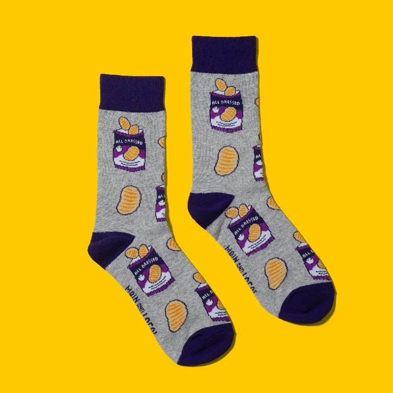 Make Your Weekend Count with Savings Main & Local "All Dressed Chips" Cotton Crew Socks