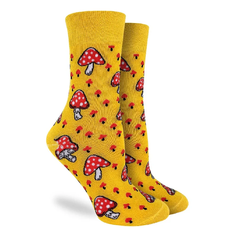 Weekend Deals That Spark "Amanita Mushrooms" Cotton Crew Socks by Good Luck Sock