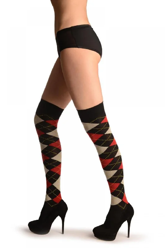 Argyle Grey, Red & Black