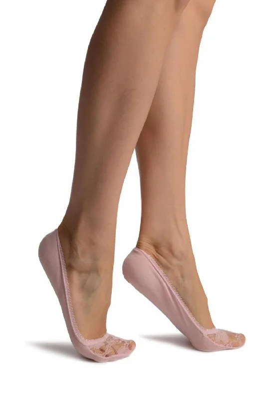 Year-End Deals Baby Pink Cotton With Floral Lace Front Footies