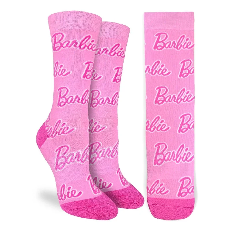 Steal Deal "Barbie Logo" Active Crew Socks by Good Luck Sock - Medium