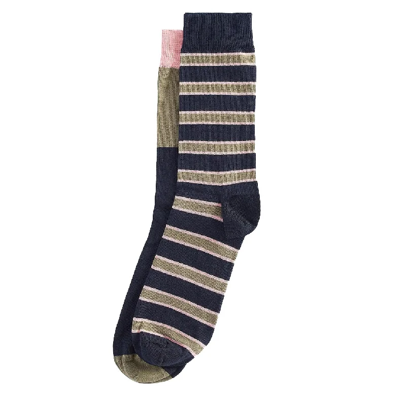 Weekend Bargains Just for You Barbour Colour Block Socks Gift Set Navy / Olive / Pink
