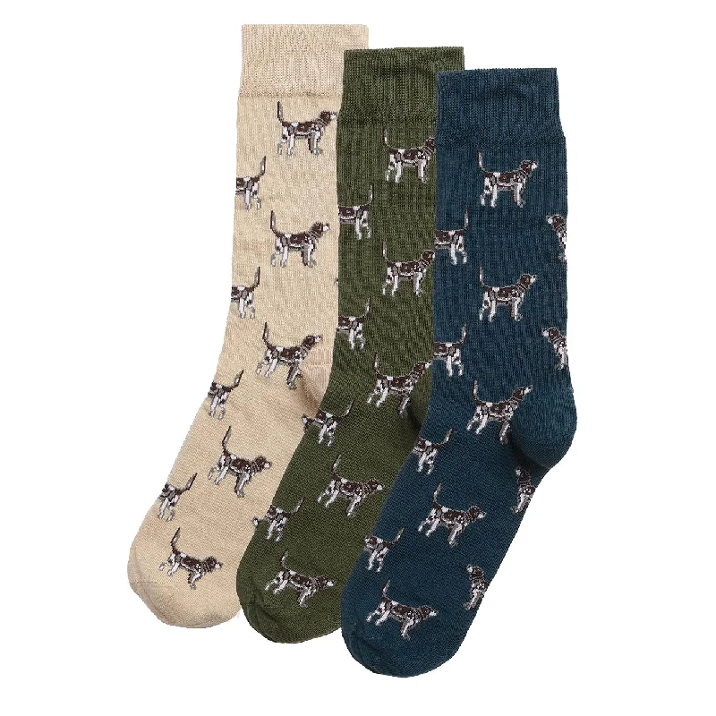 Act Now Barbour Pointer Dog Socks Gift Box Forest Mix
