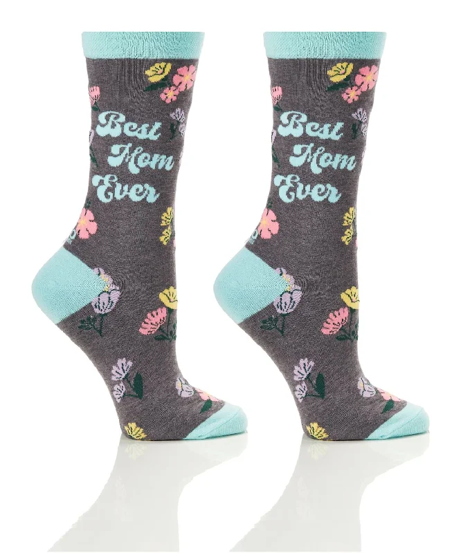 Weekend Discounts to Snag "Best Mom" Cotton Dress Crew Socks by YO Sox - Medium