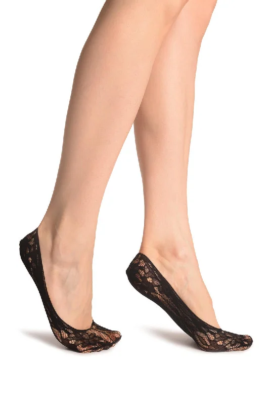 Unmissable Offer Black Crochet Floral Lace Footies