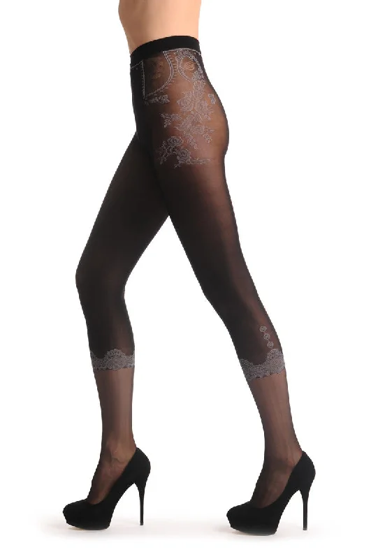 Weekend Specials to Delight Black Faux Capri With Lace Buttons & Pockets