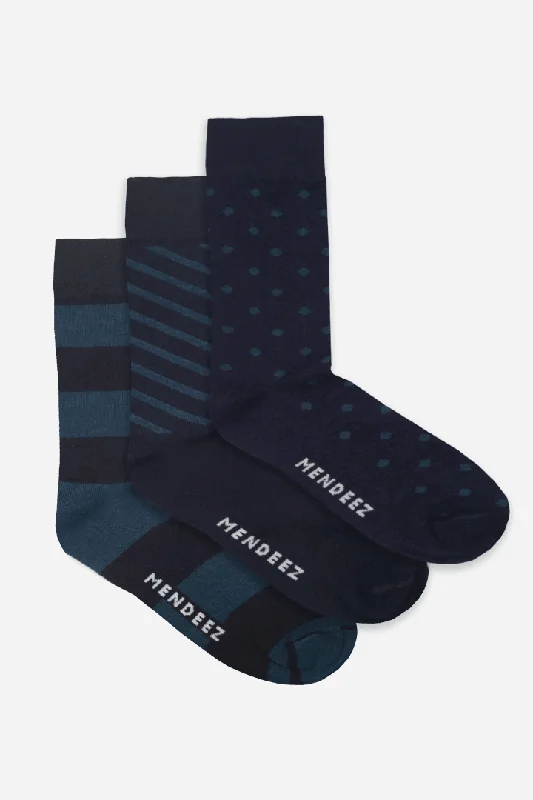 Take Action Blue World Pack of 3 – Printed Crew Socks