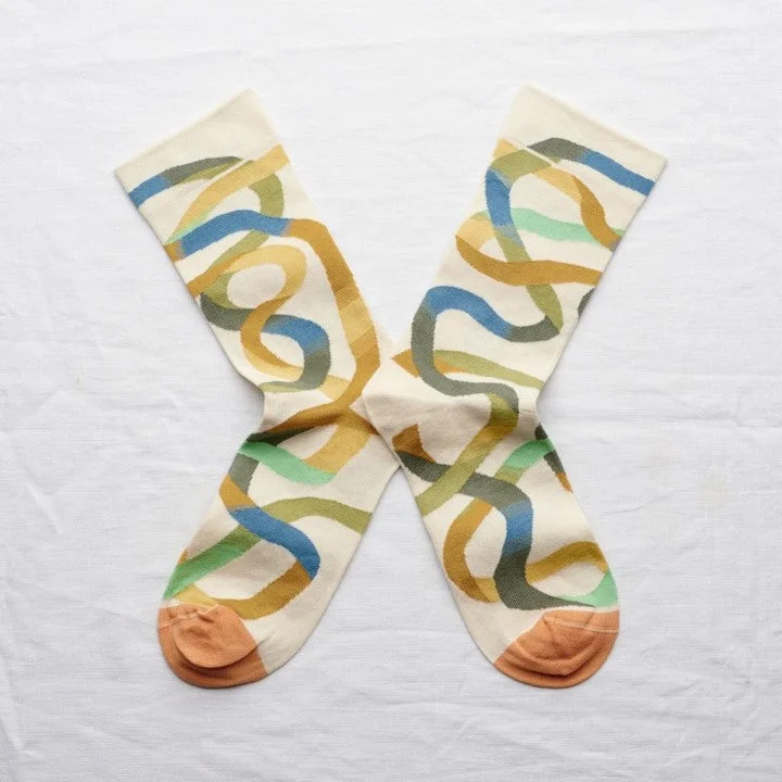 Bonne Maison Ribbon Natural Cotton Unisex Socks PN601