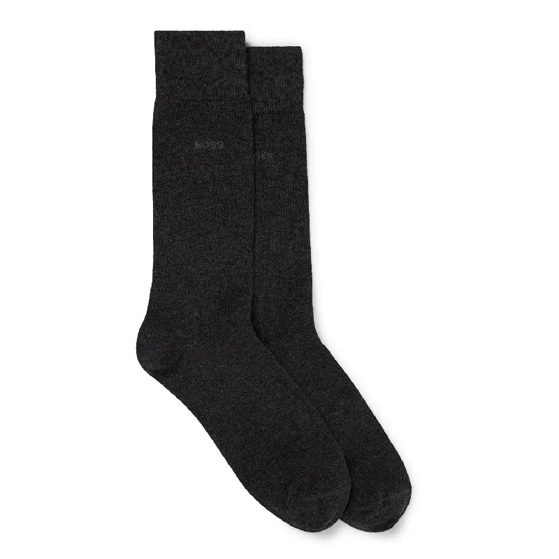 Low Cost BOSS 2 Pack Quality Cotton Blend Solid Colour Socks - Dark Grey