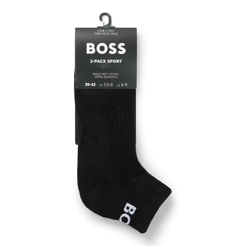 Extra Savings BOSS 2 Pack Quality Cotton Blend Sport Ankle Socks - Black