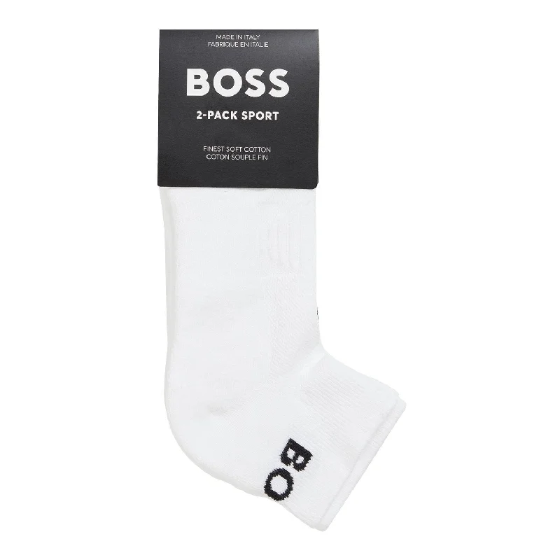 Mega Sale BOSS 2 Pack Quality Cotton Blend Sport Ankle Socks - White